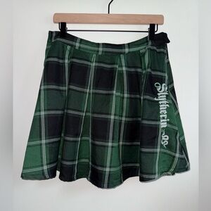 Wizarding World Harry Potter Slytherin Green Plaid Skirt Women Size XL